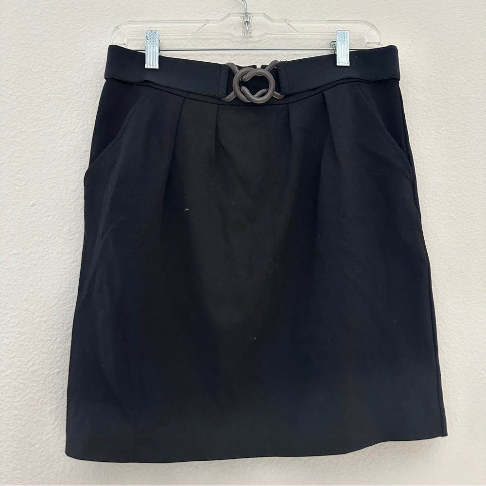 Trina Turk Black Belt Loop Chain Front Pocket Skirt Size 6